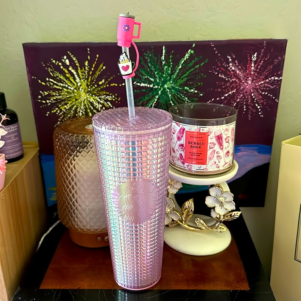Starbucks Pink Iridescent Grid cold cup 24oz Tumbler